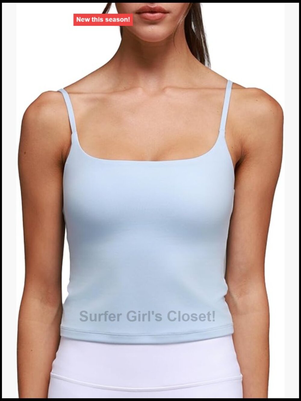 Women's Tank Top with Built-in Shelf Bra, Adjustable Straps, Scoop Neck,